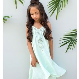 Joyfolie Girls Meadow Beaded Slip Dress size 8 Mint Pale Aqua